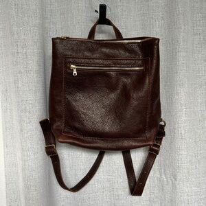 Portland Leather Goods PLG Backpack Rugged Handmade Front Pocket Reddish Brown